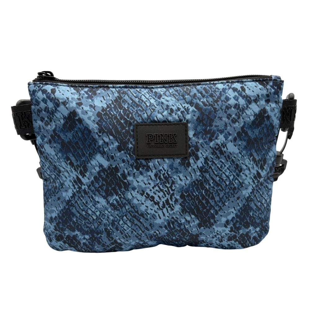 PINK Victoria's Secret Crossbody Bag Womens Blue Excellent Snake Print‎ Logo